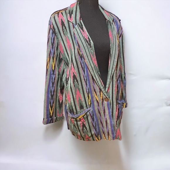 Vintage Ikat Southwest colorful blazer 80’s - Picture 2 of 5